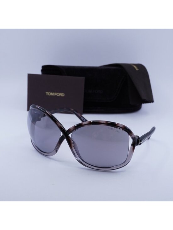 Tom Ford Bettina FT1068 55C Sunglasses Gradient Grey Havana Geometric Frame
